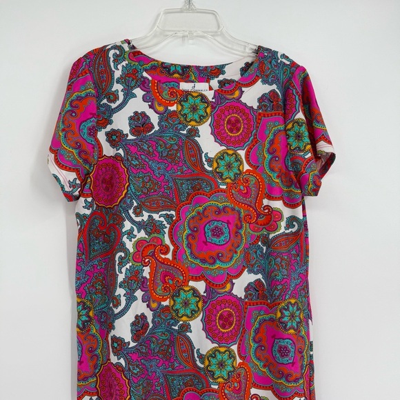 JUDE CONNALLY Shift Dress Stretch Paisley Pink Multi Tunic Dress Size Small - Picture 4 of 8